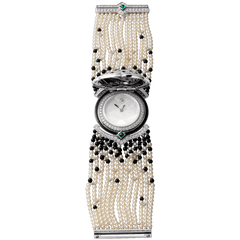 High Jewelry watch (Small model 18K white gold diamonds pearls onyx emeralds)